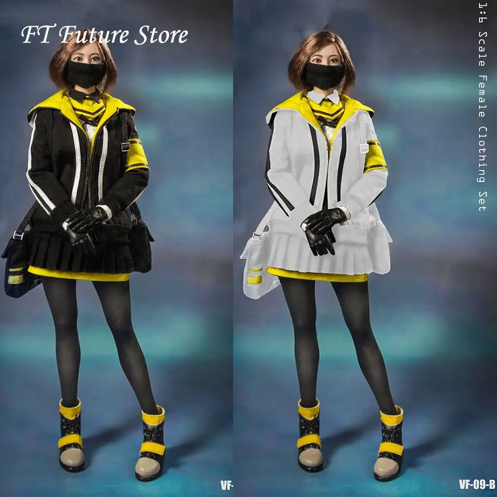 Vf09a B 1 6 Scale Female Clothing Set Fighting Firl Black White Clothes Set Woman Figure Toys For 12inches Body Action Figures Aliexpress