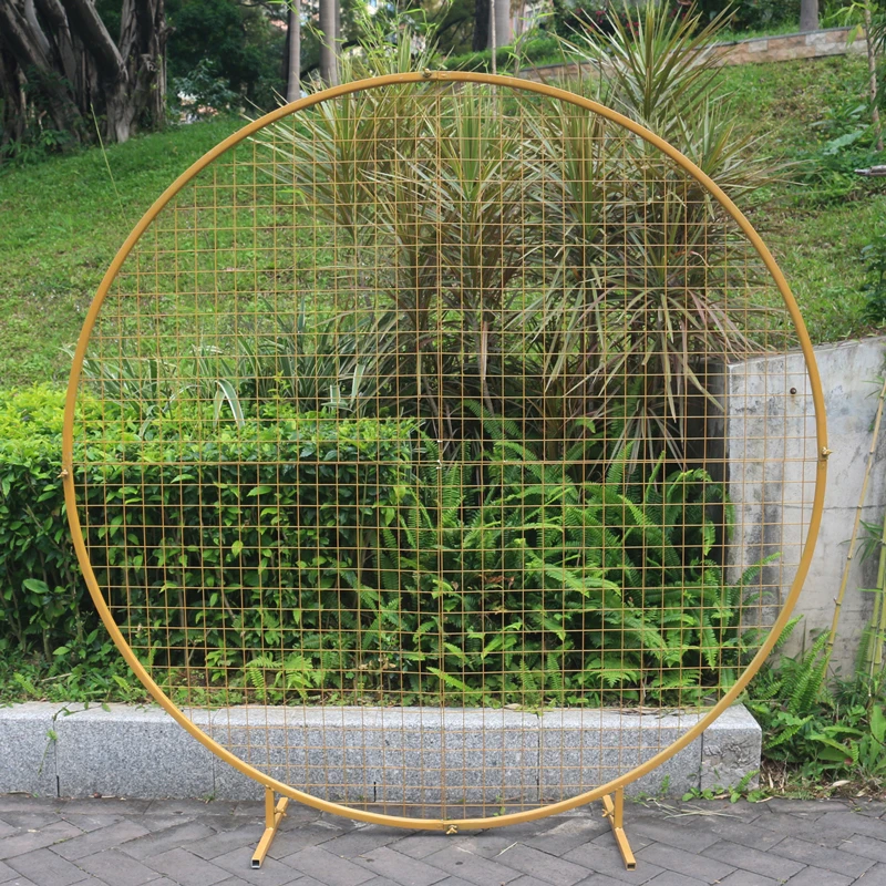 JAROWN Wedding Grid Iron Arch Gold Wedding Backdrop Decor Stand Party Geometry Shaped Wrought White Square Iron Decoration (14)