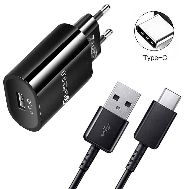 Быстрое дорожное зарядное устройство с европейской вилкой QC 3 0 USB-кабель типа c