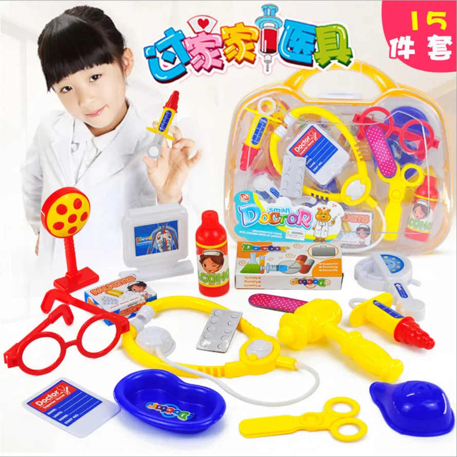 

Children Doctor Toy Set Baby Play House Medicine Cabinet Echometer Nurses Injection Tool Little Girl Girls