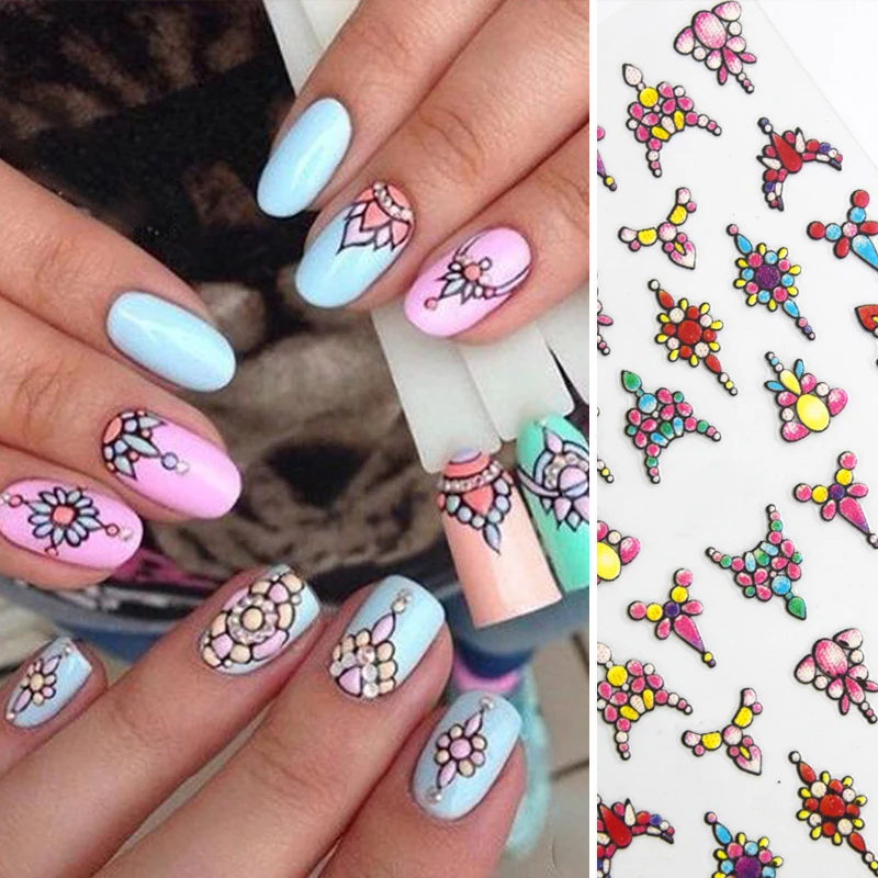 

1 Sheet 3D Nail Stickers Flower Pattern Decor Transfer Decals Nail Art Accessories DIY Design Nail Decoration Tools