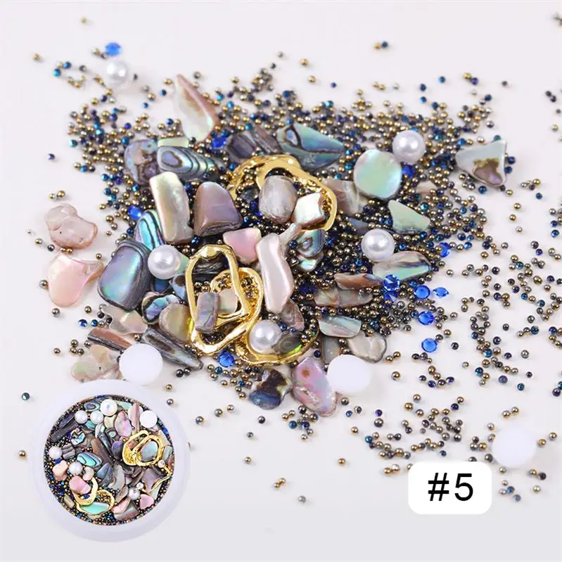 Mixed-size 3D Nail Art Decoration Nail Beads Nail Rhinestones Summer Ocean Theme Irregular Design Nail Accessories - Color: 05