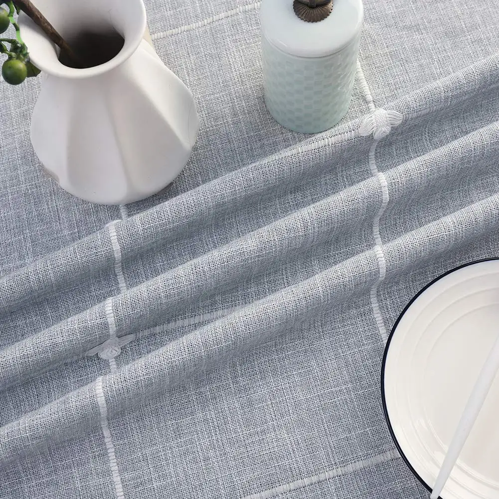  Round Tablecloth Cotton Linen Tassel Table Cover for Kitchen Dinner Table Decorative Jacquard Table