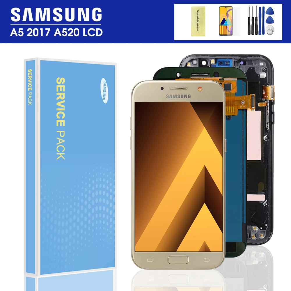 100% протестированный ЖК-дисплей a520f для Samsung Galaxy A5 2017 A520 SM-520F A520M с сенсорным экраном