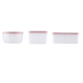 

Double Layer Food Container with Drain Basket Multi-Capacity Household Fruits Vegetables Storage Container