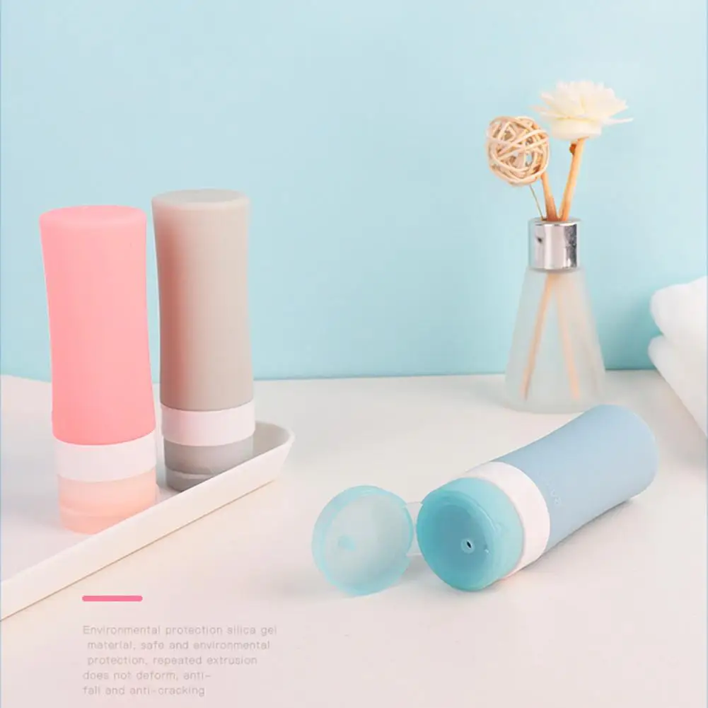 3PCS Portable Travel Shampoo Dispenser Bottles Silicone Cosmetic Bottling Shower Gel Soap Container Squeezable Travel Tube Set