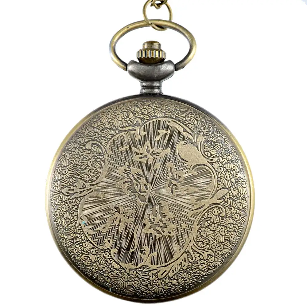 IBEINA Vintage Bronze Veteran Quartz Pocket Watch Classic Men Women Pendant Necklace Gift Clock