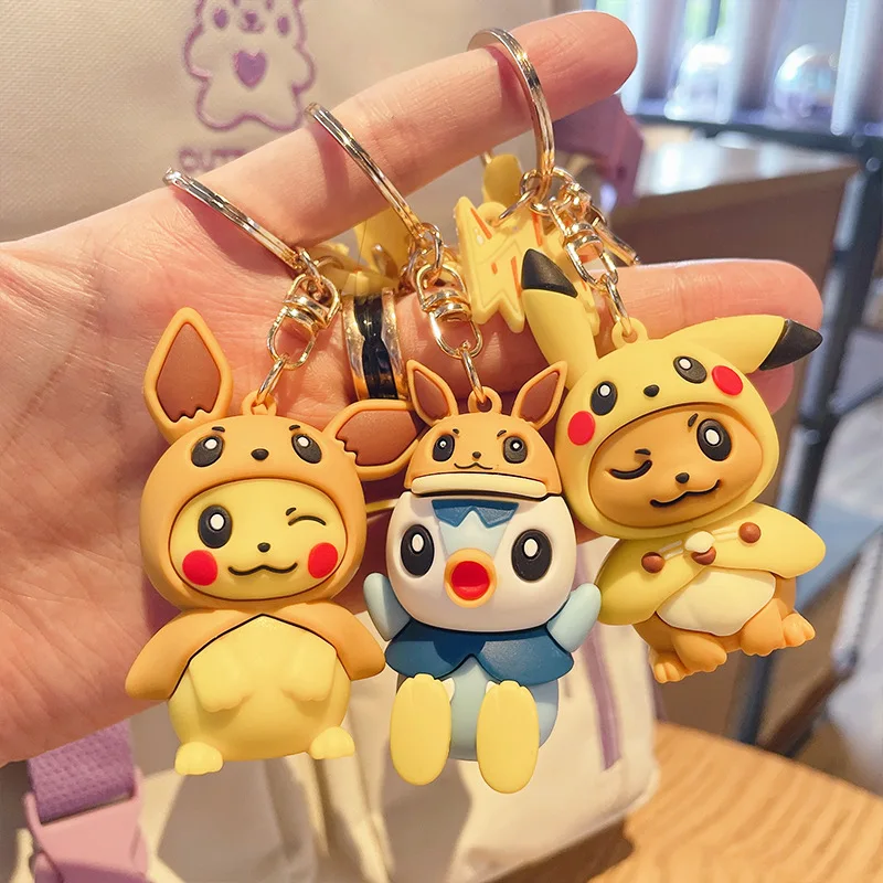 he man toys Pokemon Anime Marowak Abra Gengar Ponyta Porygon Alloy Silicone Keychain Accessories Pendant Bag Key Ring Pendant Birthday Gifts hot toys star wars