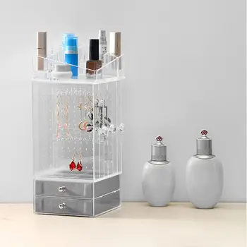 

2020 Acrylic Dust-proof Jewelry Storage Box Earrings Display Stand Drawers Organizer