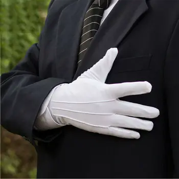 

1Pair New Solid White Tuxedo Gloves Party Festive Wedding Ceremony Formal Uniform Guard Band Butler Waiter Gloves