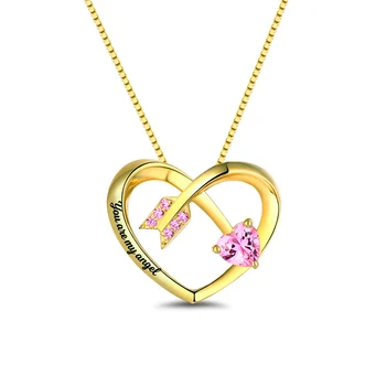 

AILIN Customizes Love Arrow Necklace Gold Color Birthstone Love Necklace You are My Angel Necklace Women