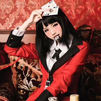 

Hot anime Cosplay Costumes Anime Kakegurui Yumeko Jabami Japanese School Girls Uniform Full Set Jacket+Shirt+Skirt+Stockings+Tie