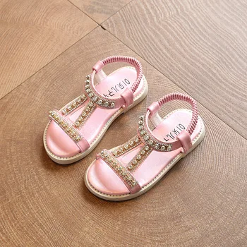 

Girls Sandals Toddler Infant Kids Baby Girls Pearl Crystal Single Princess Roman Shoes Sandals Fashion Sandals For Girl A985