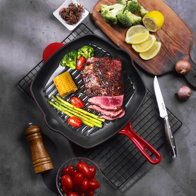 Cast Iron Pan Induction, Cast Iron Square Grill Pan