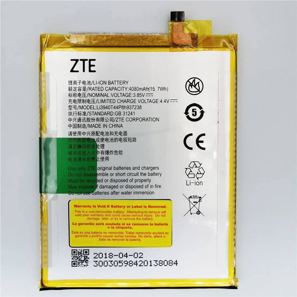 Vysoký kvalita 4050mah li3940t44p8h937238 baterie pro ZTE čepel ZMAX Z maxi Z982 smartphone