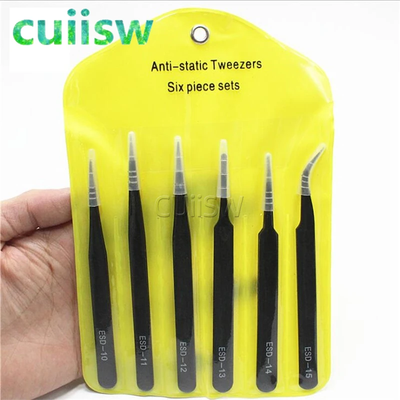 1set 6pcs / set Different size ESD Tweezers Tweezer ESD-10 ESD-11 ESD-12 ESD-13 ESD-14 ESD-15 | Электронные компоненты и