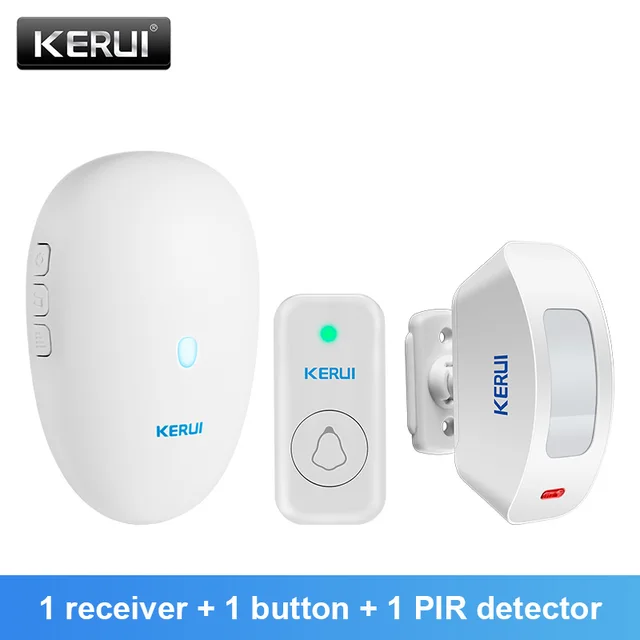 KERUI M521 Outdoor Wireless Doorbell Smart Home Security Welcome Chime Kit Door Bell Alarm LED Light Outdoor Button Battery kit 6