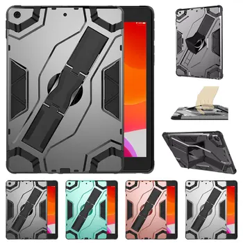 

For ipad 10.2inch 2019 Built-in kickstand Hand Strap Light Weight Shockproof Protection Portable Silicone Hybrid Hard Case Cover