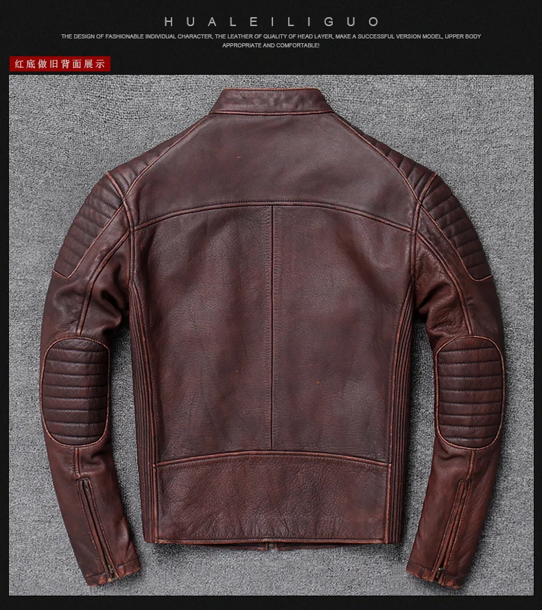 Free shipping.sales.classic motor biker genuine leather jacket.cool slim cowhide coat.men fashion vintage jacket.plus size cowhide jacket