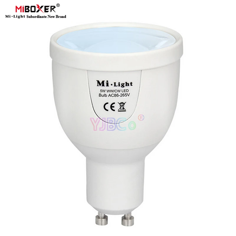 Miboxer FUT011 5W GU10 Dual White(CW/WW) LED Spotlight Color Temperature Adjustable CCT Wifi LED Bulb Lamp  AC100~240V
