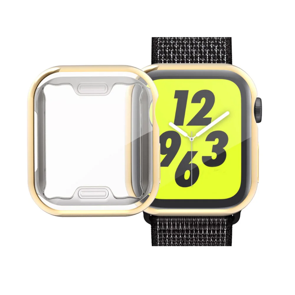Тонкий чехол для часов Apple Watch, чехол 5, 4, 3, 2, 1, 42 мм, 38 мм, мягкий прозрачный ТПУ защитный экран для iWatch 4, 3, 44 мм, 40 мм - Цвет: Gold