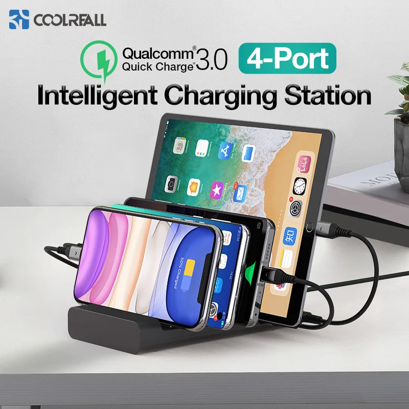Зарядное устройство Coolreall 4 порта USB для IPhone X 11 Quick Charge 3 0|Зарядные устройства| |