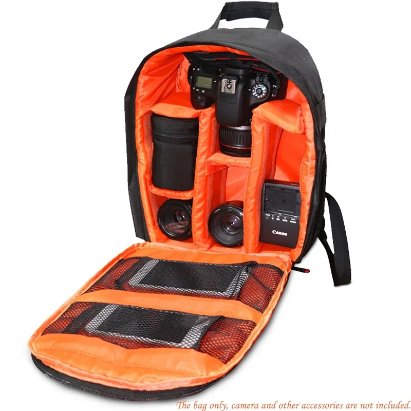 Black and Orange Besegad сумка на плечо для камеры чехол для хранения в путешествии с дождевиком для Nikon Canon sony Olympus Digital DSLR SLR камера рюкзак - Цвет: Black and Orange