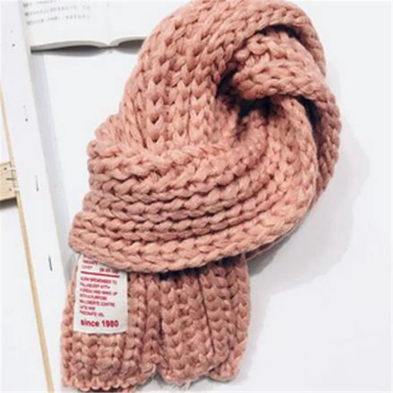 Южнокорейский популярный стильный вязаный шарф, чистая Цветная маркировка, детский осенне-зимний теплый шерстяной платок, детский воротник, для мужчин AKB12454 - Цвет: AKB12454-Pale pink