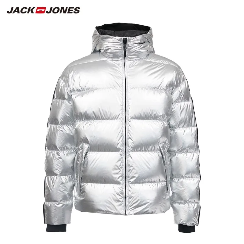 JackJones Мужская зимняя повседневная куртка с капюшоном цвета металлик 219312516