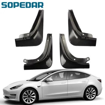 

SOPEDAR 3k Carbon Mudguard Mud Flaps For Tesla Model 3 2016 2017 2018 2019 2020 Front Rear Fender Car Mudflaps Snow Splash Guard