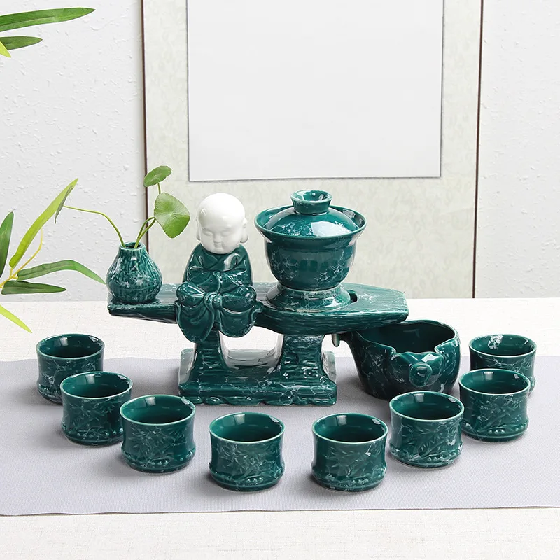 

Tea Set Household Clay Simple Fully Semi-automatic Lazy Kung Fu Drink Tea Making Device Ceramic cha hu bei Whole Set