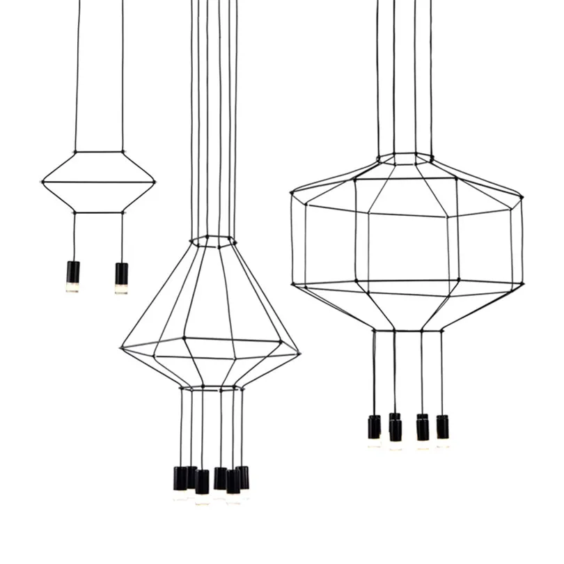 Ceny Styl skandynawski linii wisiorek Led światła linia geometryczna wiszące lampy DIY Led nabłyszczania lampa wisząca dla pokoju dziennego sklep Hotel