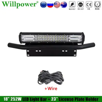 

Car Front Bumper 18" LED Light Bar w/ License Plate Holder Work Light Mount Bracket Bullbar For Offroad JK 4x4 Truck Pickup SUV