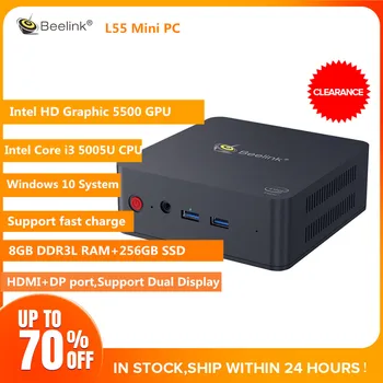 

Beelink L55 i3 5005U Mini PC 8GB DDR3L 256GB Win10 PC Support Dual Display HDMI+DP fast charge USB3.0 Dual WiFi BT4.0 PC