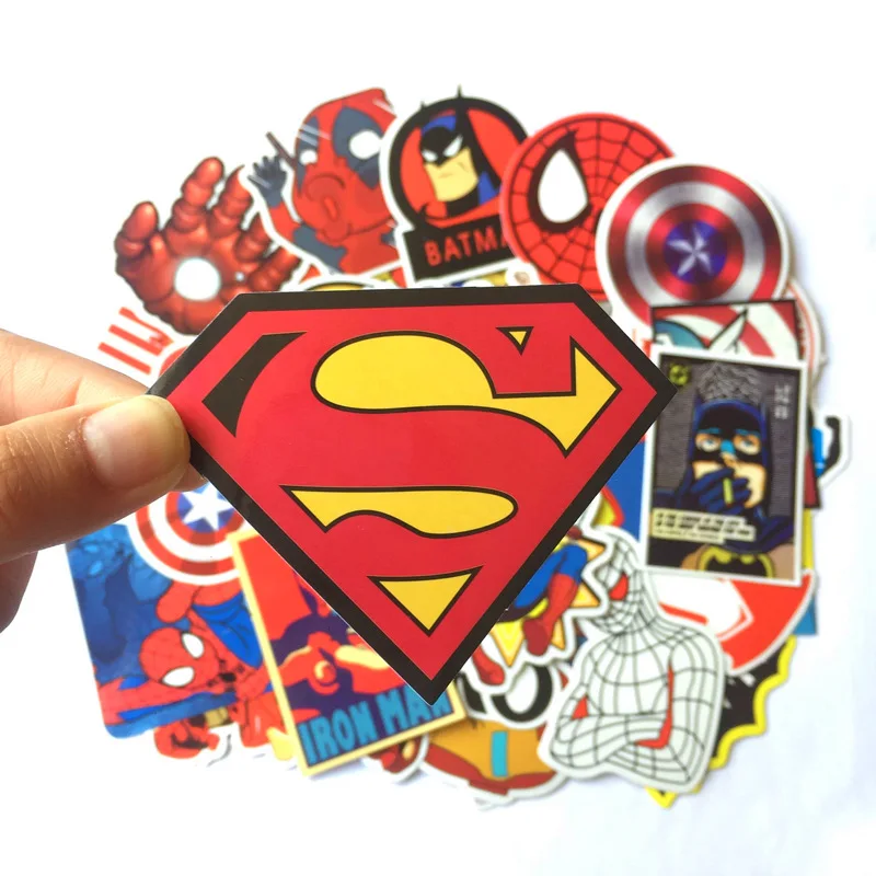 50PCS Anime Super Hero Stickers Marvel DC Suitcase Trolley Case Stickers Superman Batman Graffiti Sticker for Skateboard Luggage