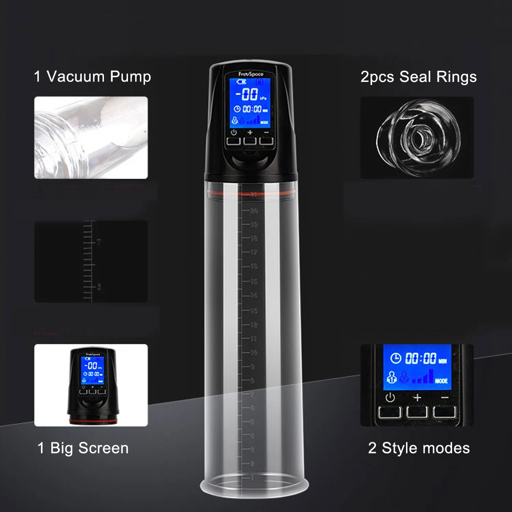 Big Screen With Digital Display Electric Penis Pump Cock Extender Penis Enlargement Vacuum Pump Sex Toys For Men Pro Ring Shop