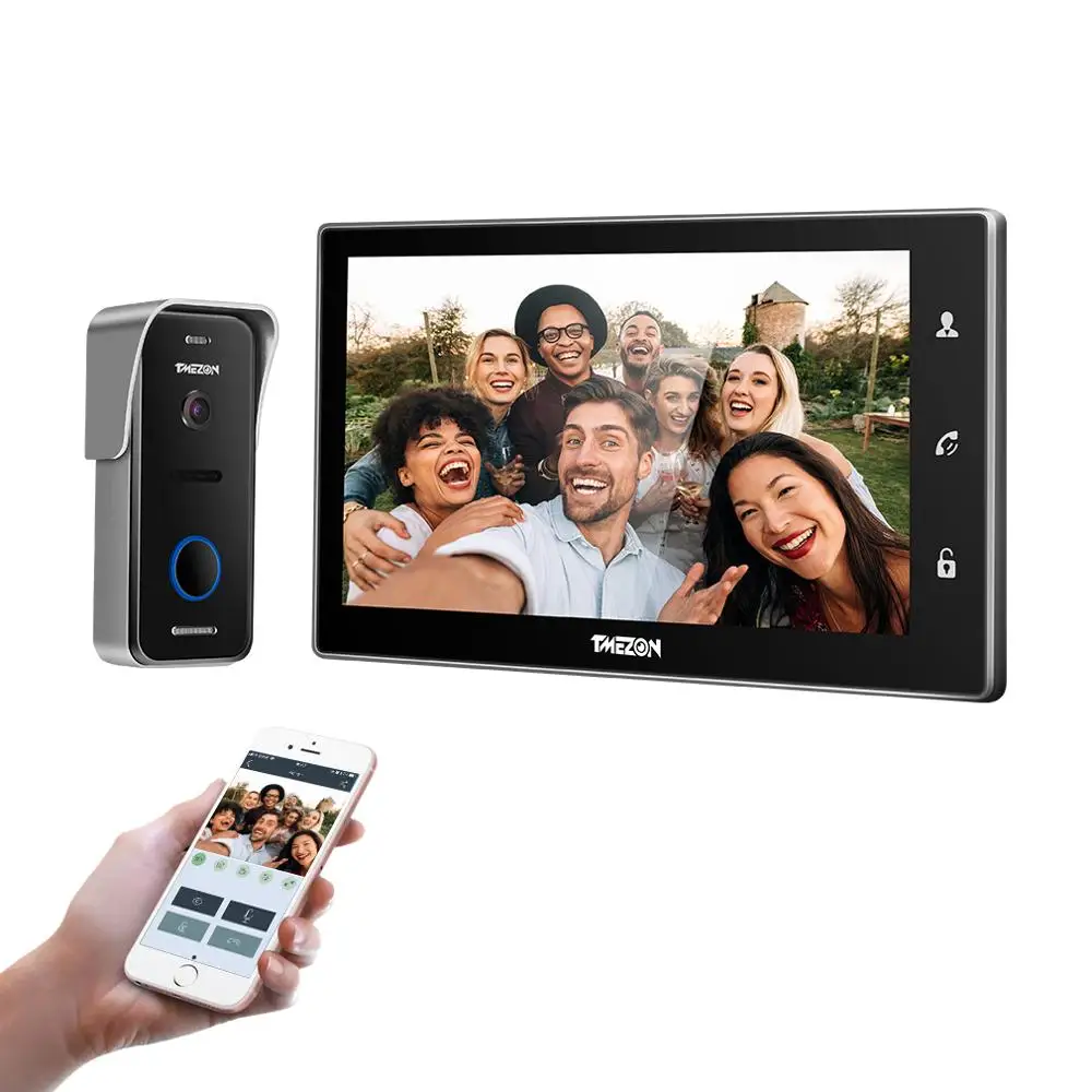 TMEZON 10 Inch Wireless Wifi Smart IP Video Doorbell Intercom System ,1xTouch Screen Monitor with 1x720P Wired Door Phone Camera TMEZON 10 Inch Wireless Wifi Smart IP Video Doorbell Intercom System ,1xTouch Screen Monitor with 1x720P Wired Door Phone Camera