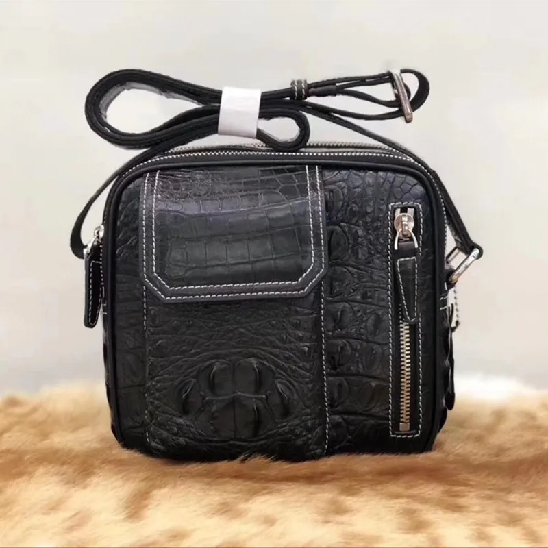 

Casual Style Authentic Alligator Leather Men Small Flap Pocket Messenger Bag Genuine Crocodile Skin Male Mini Cross Shoulder Bag
