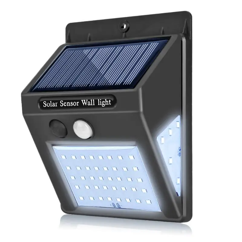 50LED Солнечный трёхсторонний настенный светильник с датчиком движения IP65 водонепроницаемый светильник для двора