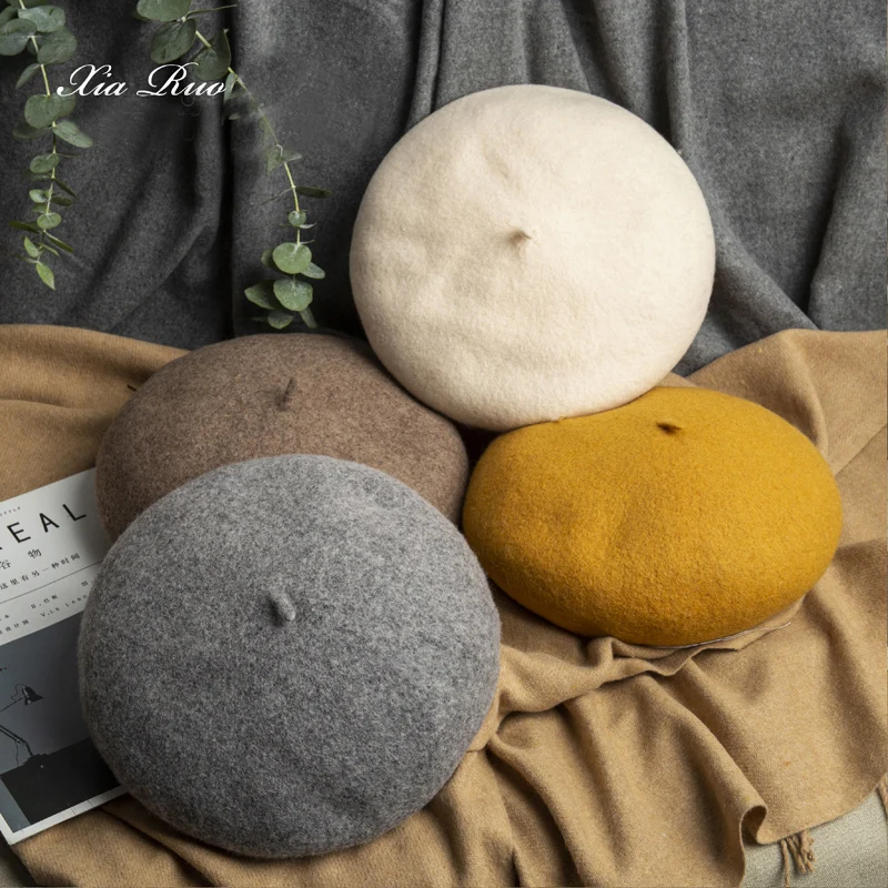 

Зимний Теплый мягкий берет для женщин, женская шапка с плоским верхом, вязаная шапка в стиле хип-хоп, мешковатая шляпа, аксессуары, женская шапка