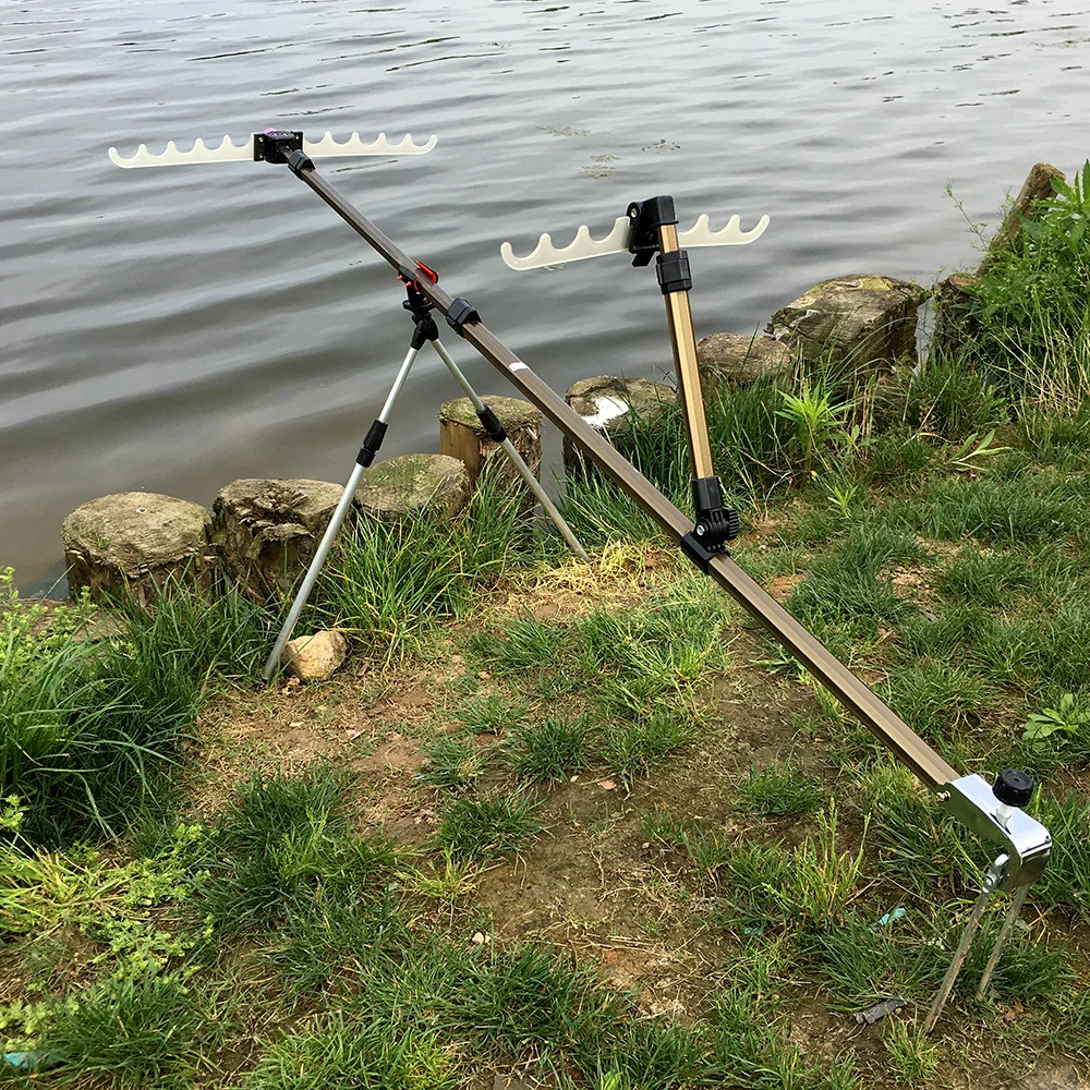 

YEMIHT Fishing Equipment Telescopic Fishing Rods Holder Stands Folding Aluminum Alloy for Hand Carp Fishing Rods