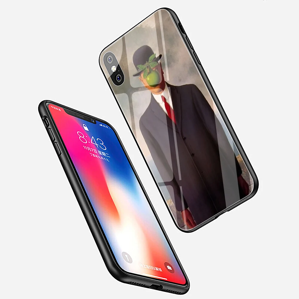 Чехол для телефона EWAU Rene Magritte из закаленного стекла для iPhone 5 5S SE 6 6s 7 8 plus X XR XS 11 pro Max