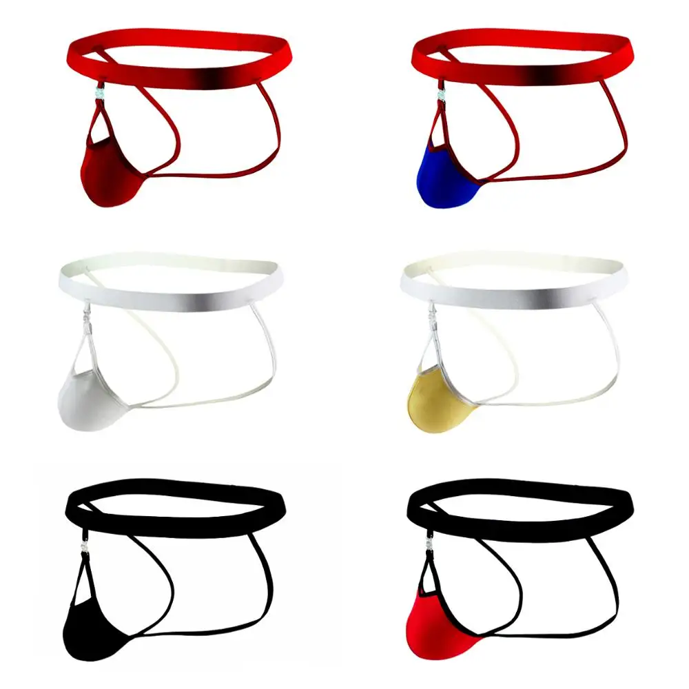 Sexy Men Penis Pouch Tanga Underwear Ice Silk Thong Male Removeable Pouch G-String Bikini Erotic T-Back Breathable UnderPants