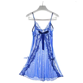 

Lace Night Dress V-neck Pink Sleepwear See-though Sexy Nightgown Spagehtti Strap Sleepshirts Lingerie Mini Dress Womens Clothing