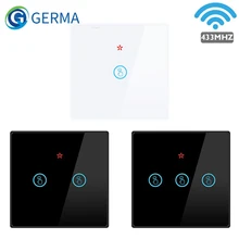 GERMA Maison Intelligente Sans Fil Interrupteur Tactile Lumière Led Lampe 433MHZ Télécommande D'écran En Verre Panneau Mural Bouton 1 2 3 gangs Sur Off