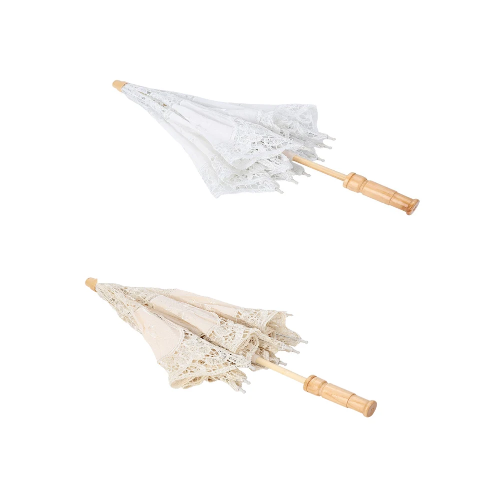 Handmade Lace Umbrella Silk Cloth Lace Flower Embroidery Parasol Wedding Bride Photography