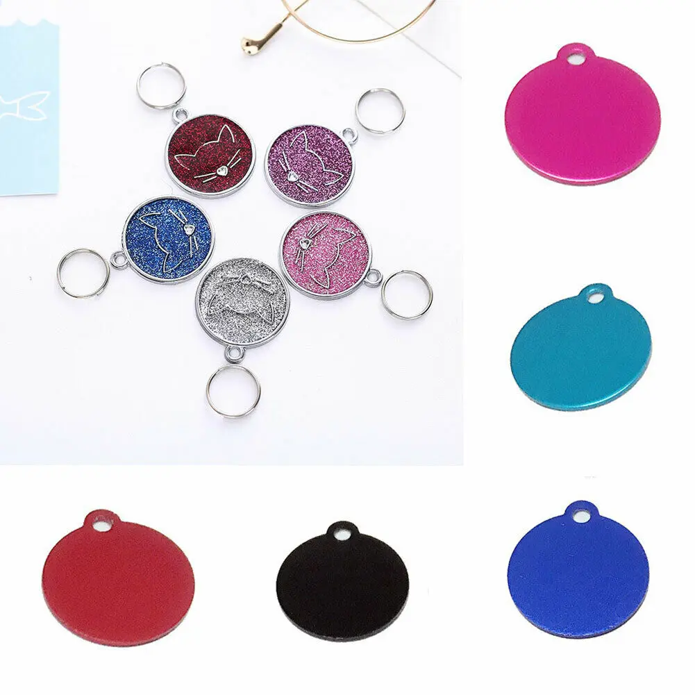 

Dog Tag Pendant Decor Glitter Cat Shape Stainless Pet Identity Tag Card Dog Accessories