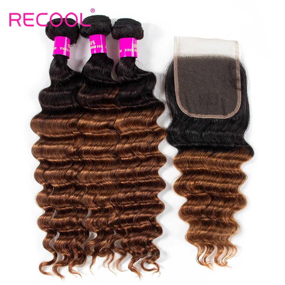 Recool Ombre 1B 30 Бразильские свободные волнистые человеческие волосы пучки с