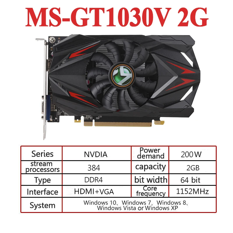 Maxsun GT1030V 2GB GDDR4 Transformers 64Bit GPU Video Game Graphics Card for PC Computer 