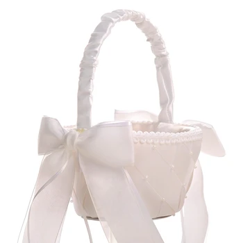 

Wedding Supplies Bride Flower Basket Wedding White Lace Flower Girl Portable Flower Basket